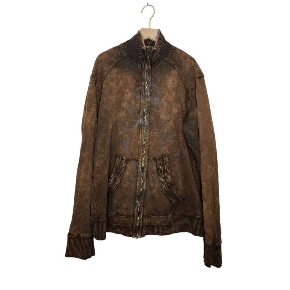 Vintage Y2K Monarchy Zip Up Sweatshirt Size XL Destroyed Distressed Broken Zippe